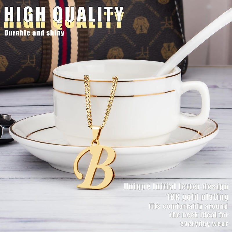 Suweibuke Initial Necklace for Men Women Boys Girls, 18K Gold Plated 26 Letters Pendant Necklace, Personalized Jewelry Gifts - Image 1